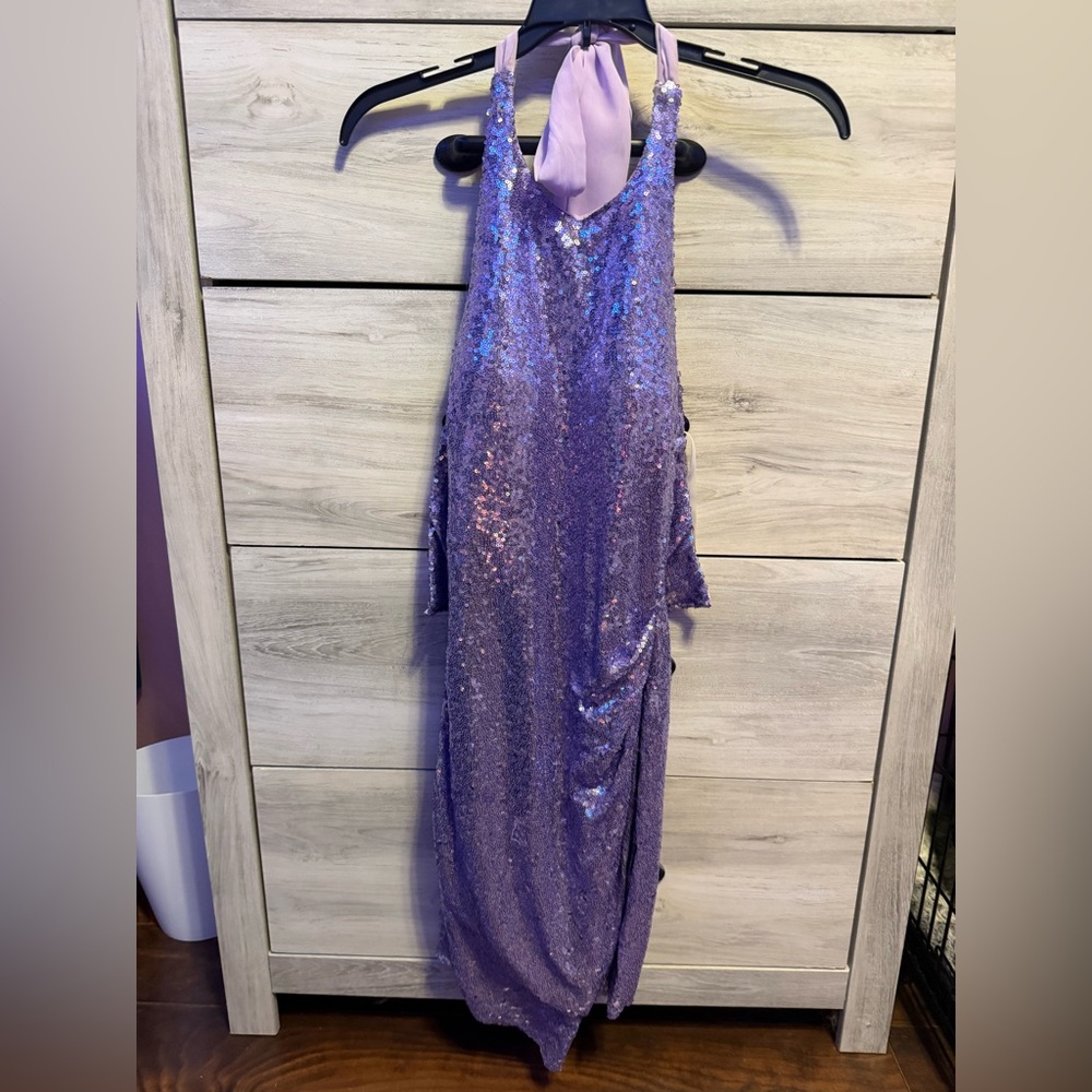 B Darlin Purple Sequin Mini Dress